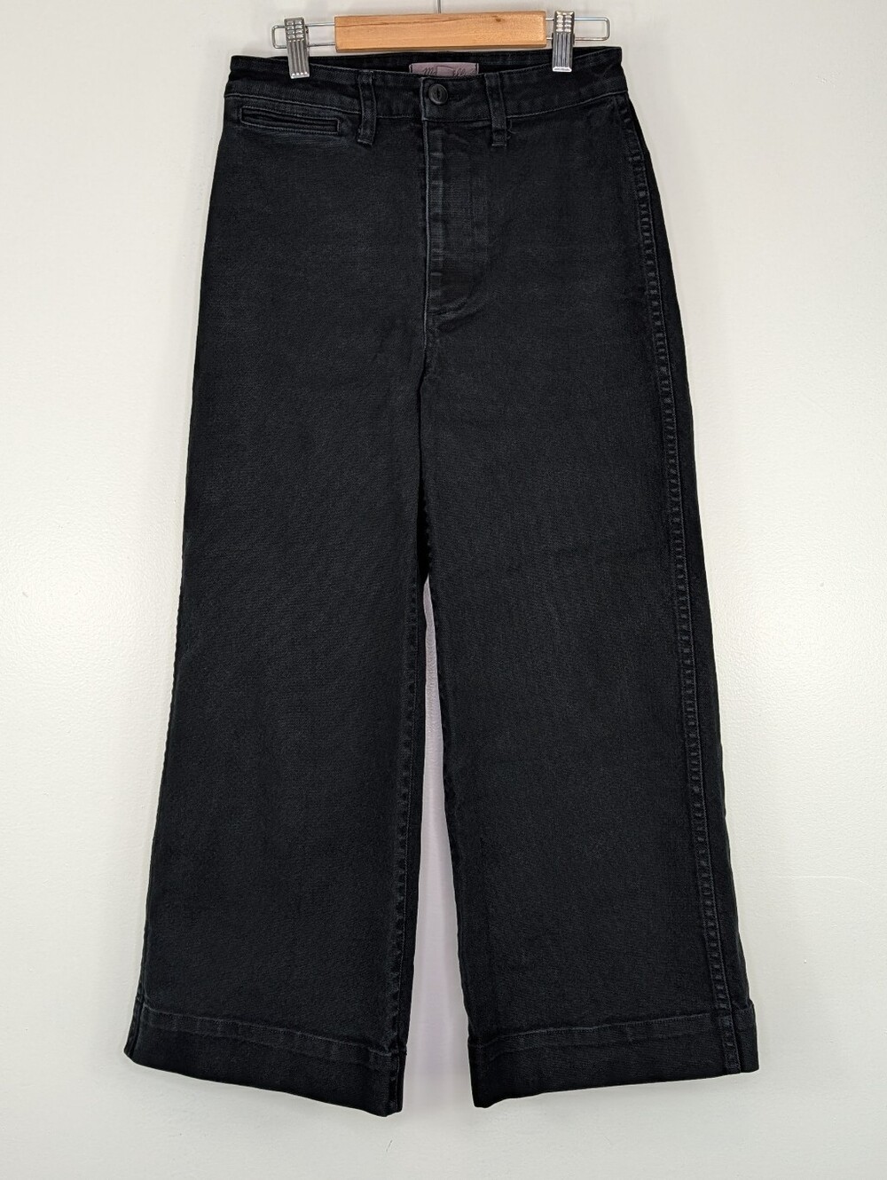 MADEWELL Emmett Wide Leg Crop Jeans Womens 26x24 High-Rise Black Dark Wash